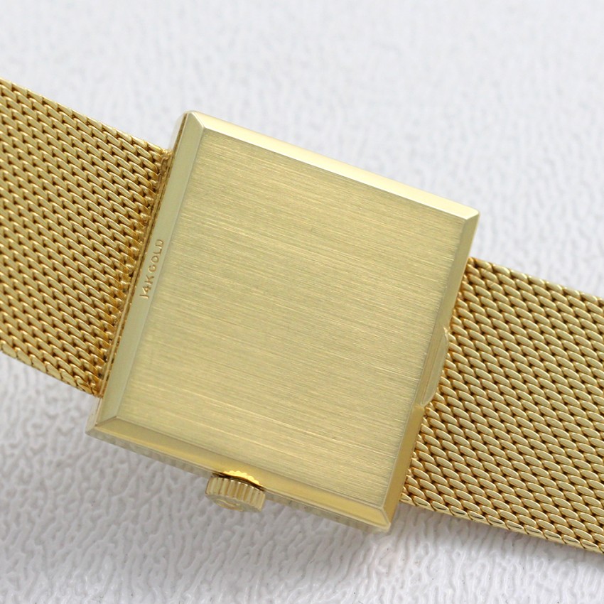 Omega Vintage Dress Watch Ref D6665 14K Gold Mesh Bracelet Unworn